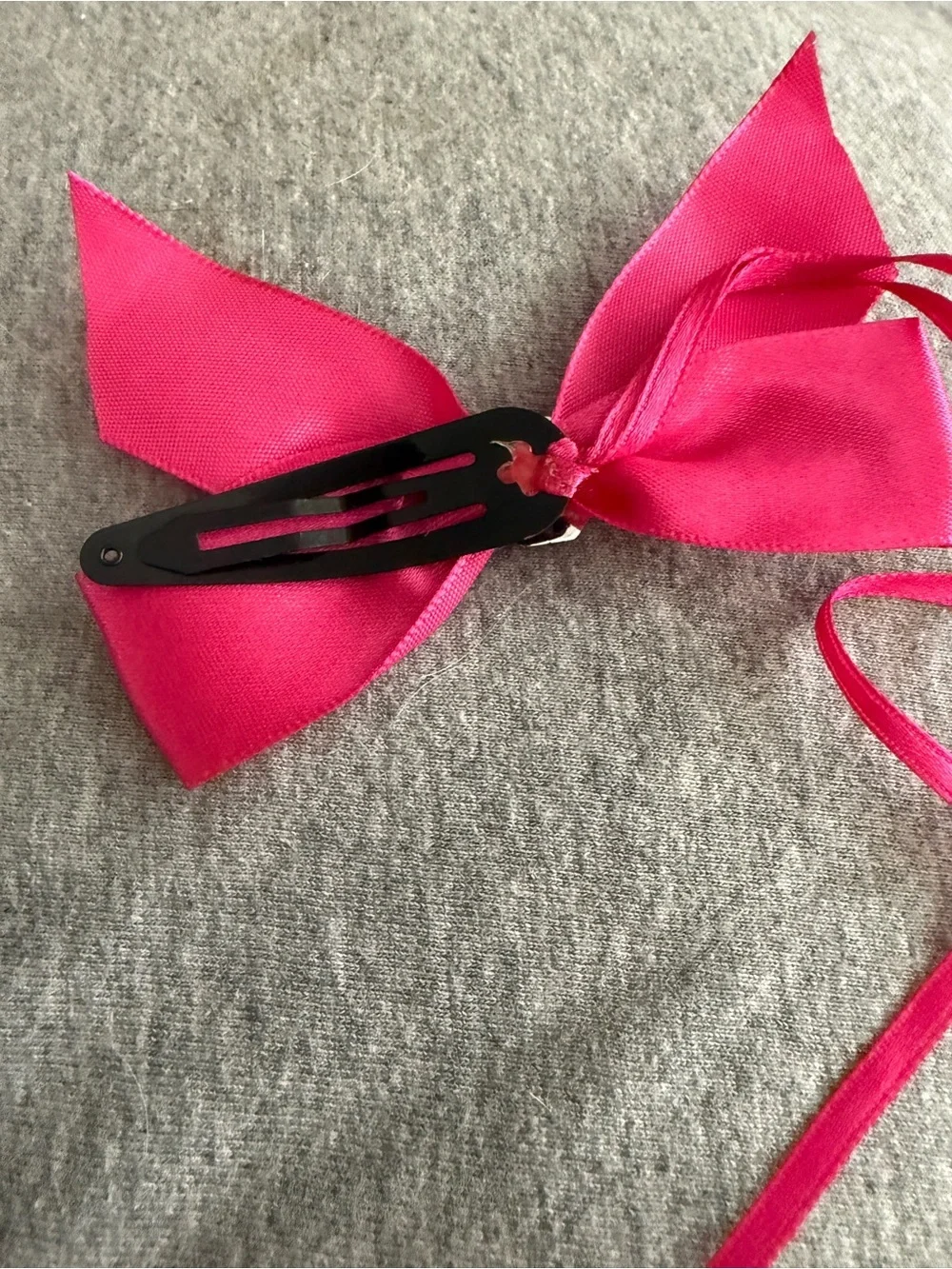 Hot Pink Ribbon Feather Tie Hair Clip